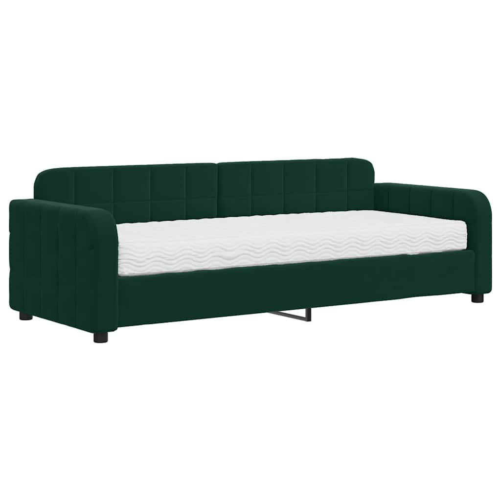 vidaXL Sofá cama con colchón terciopelo verde oscuro 80x200 cm