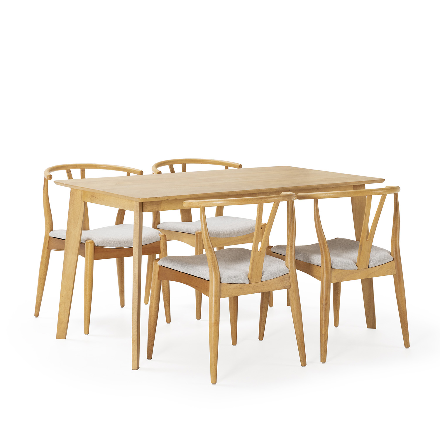 VS Venta-Stock Juego de mesa 140x80 cm y 4 sillas de comedor Rustic