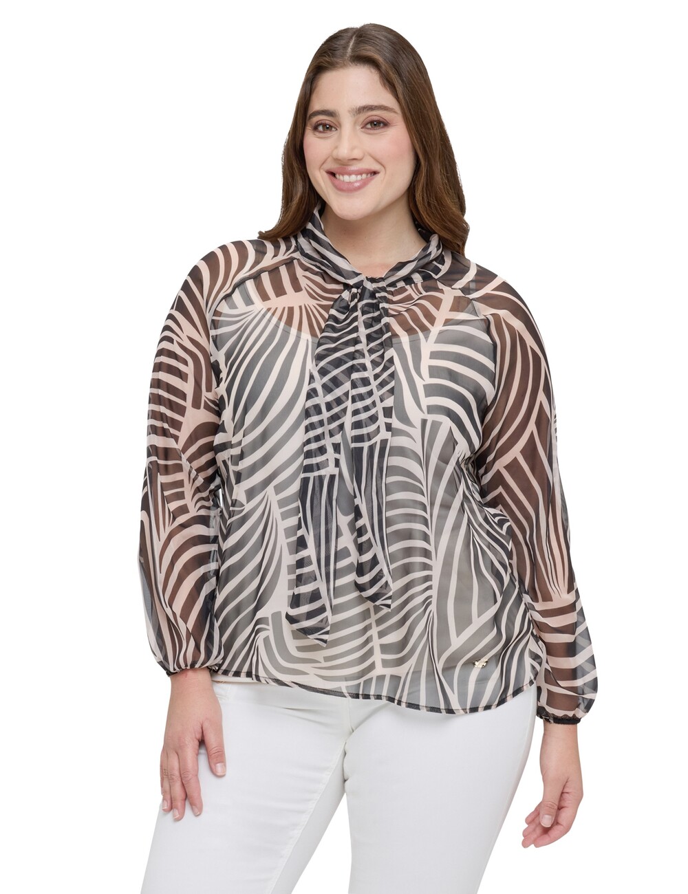Fiorella Rubino - Blusa de georgette con estampado y lazo