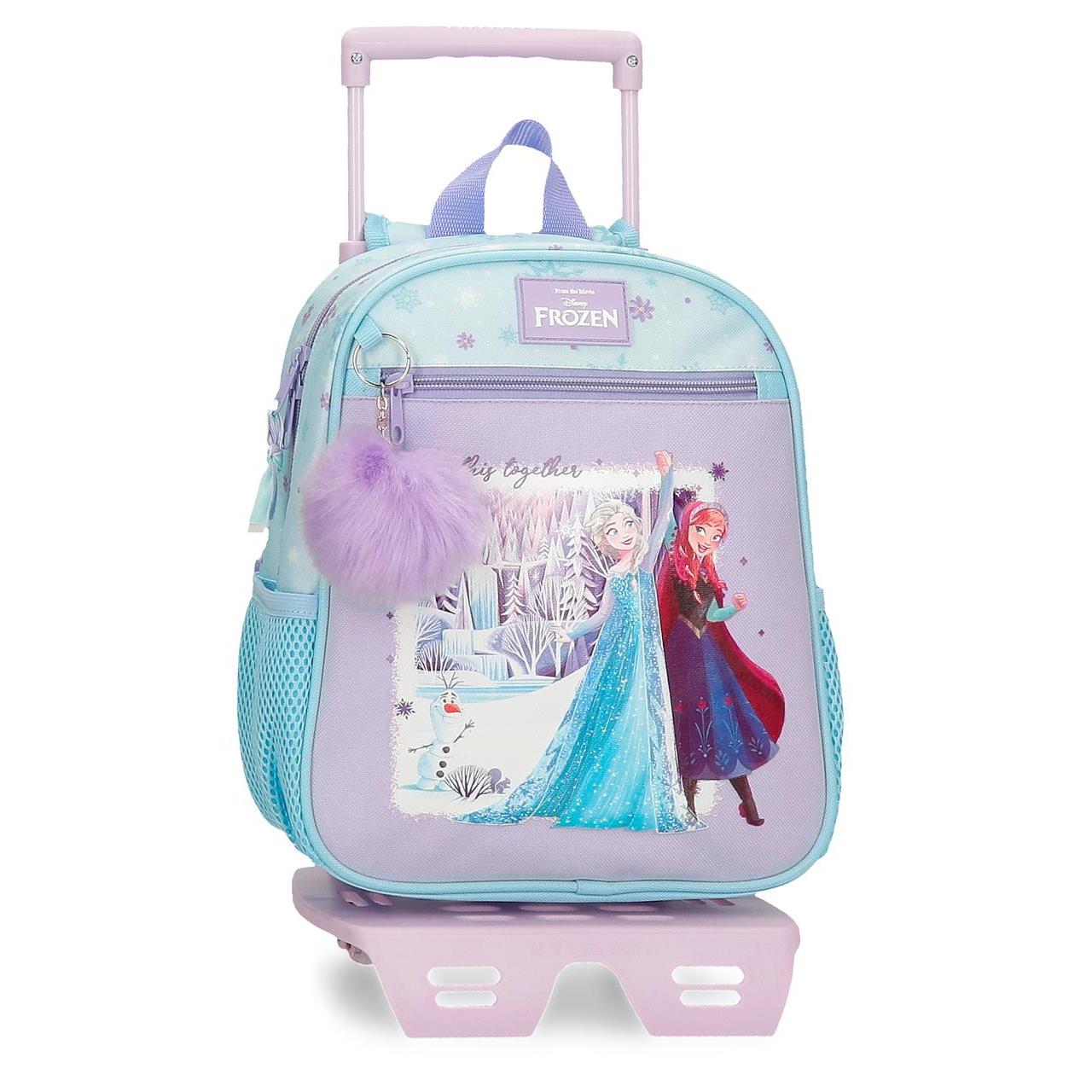Mochila escolar con carro Frozen in this together 23x28x10cm Lila