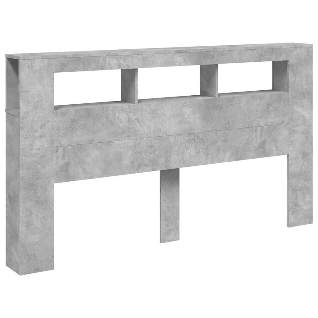 vidaXL Cabecero LED madera ingeniería gris hormigón 180x18,5x103,5 cm