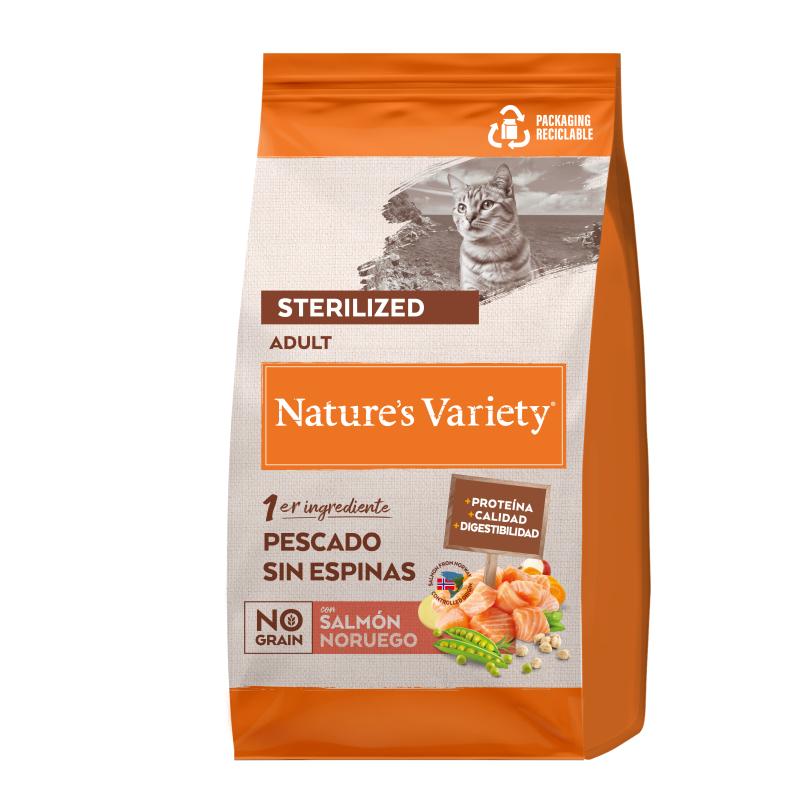 Nature’s Variety – Pienso para gatos adultos esterilizados Nature’s Variety Selected no grain salmón.