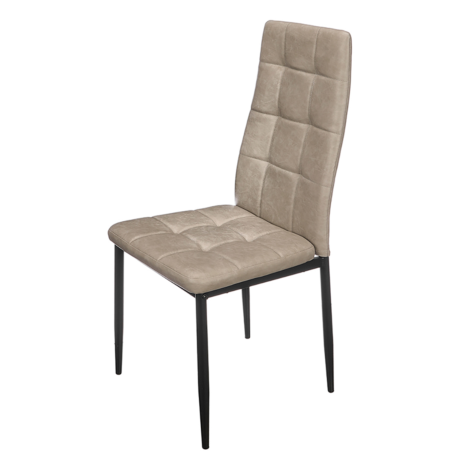 DAM Silla con respaldo alto de cuero en color gris. 40x48x95 cm Color: Beige