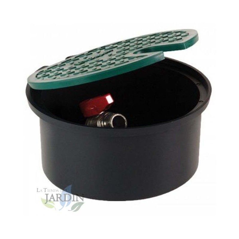 Suinga Arqueta de Riego Jardin 20x18x11 cm | Arqueta Riego Circular con Grifo 3/4" | Arquetas de Riego con Tapa Jardin
