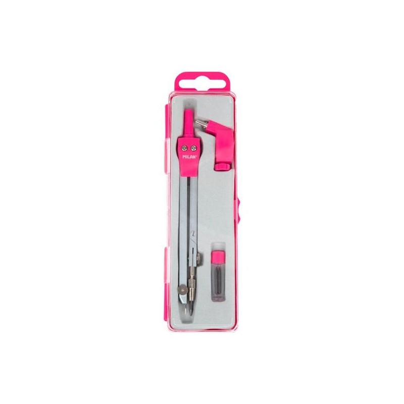 Milan - MILAN COMPÁS UNIVERSAL CON PATA ARTICULADA + ADAPTADOR + 2 MINAS SERIE ACID ROSA 11101P