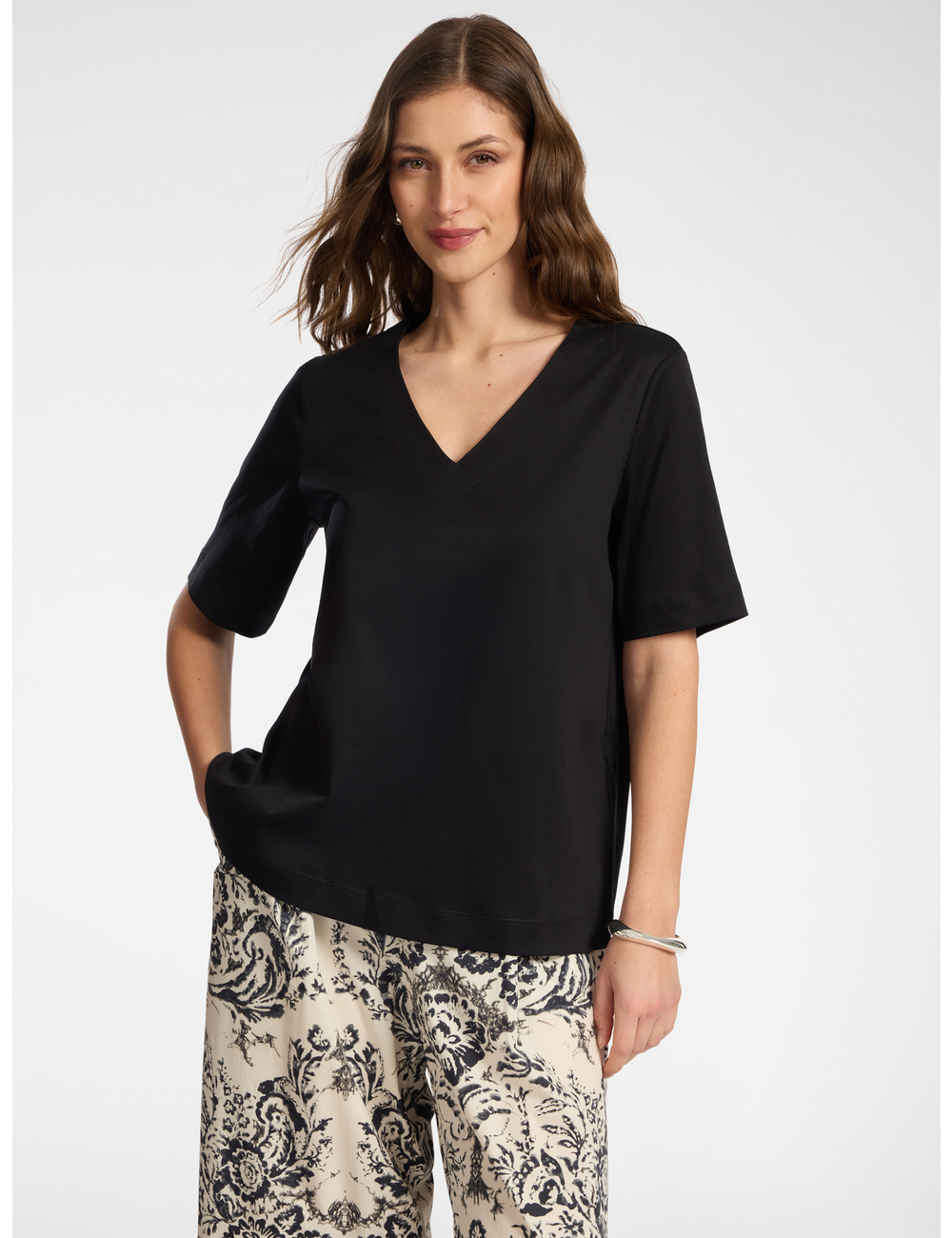 Elena Mirò - Camiseta de algodón con cuello en V