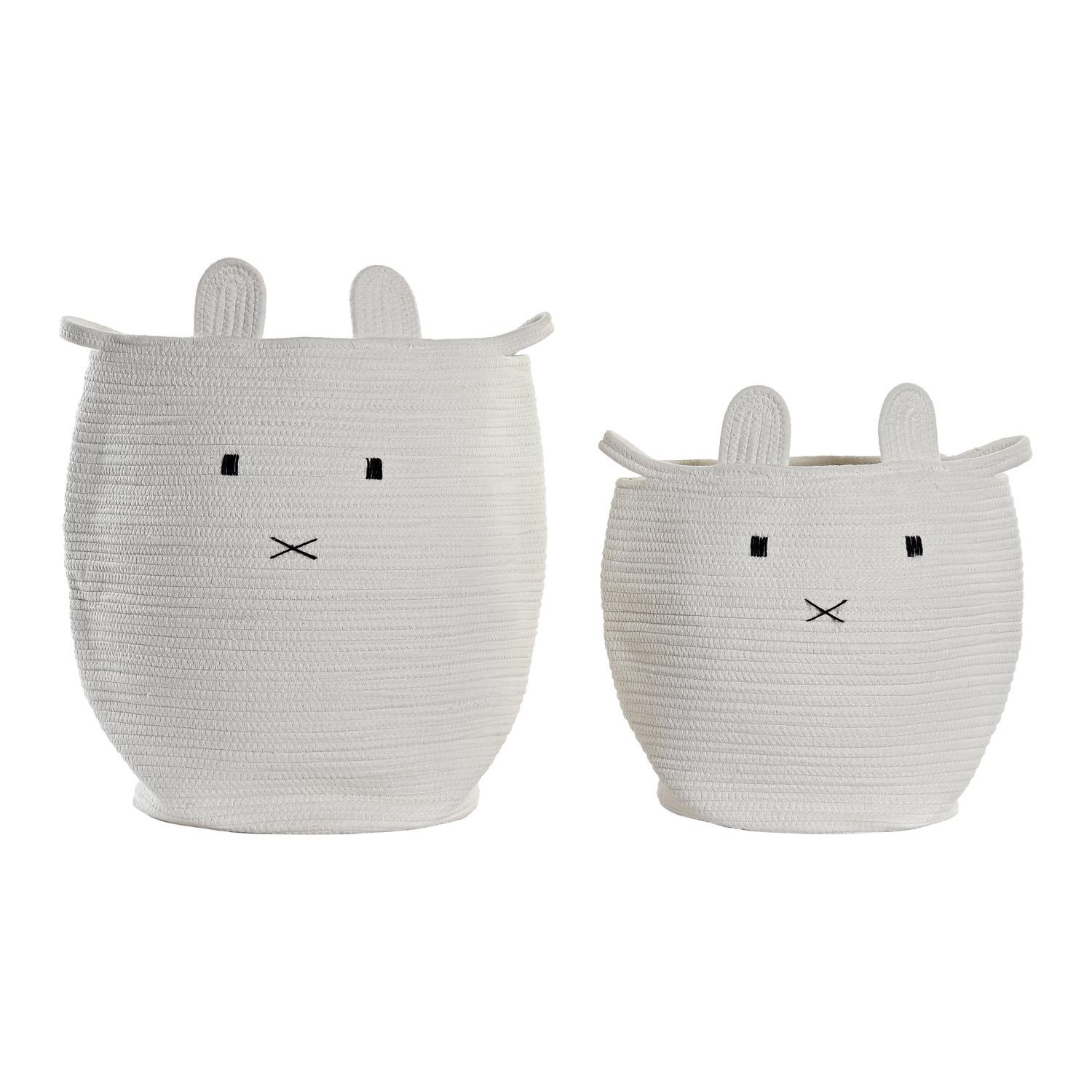 CESTA ROPA SET 2 ALGODON 35X35X49 BLANCO DC194269 - EL MEJOR COMPLEMENTO PARA TU HOGAR FIJALO