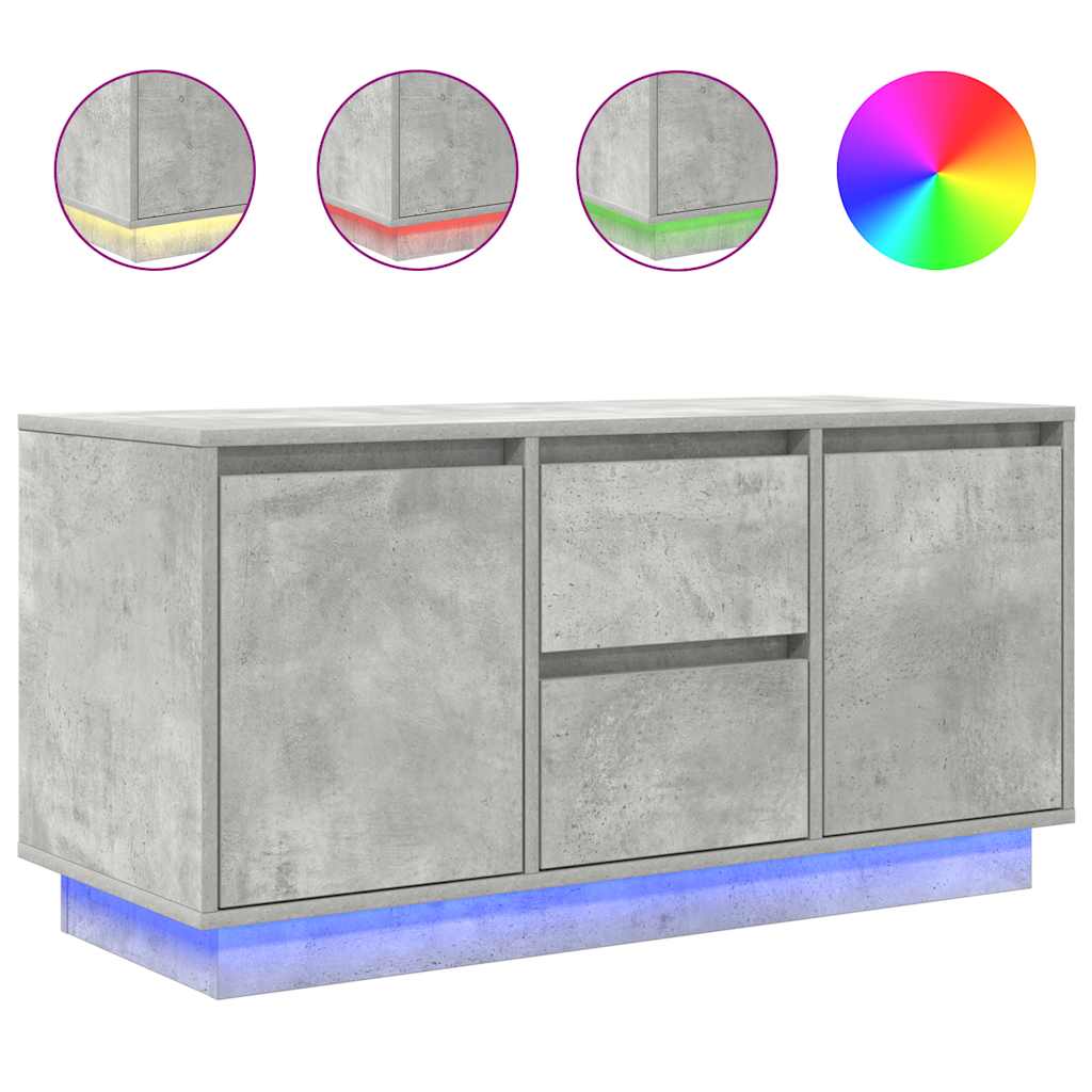 vidaXL Mueble de TV con luces LED gris hormigón 100x41x50 cm