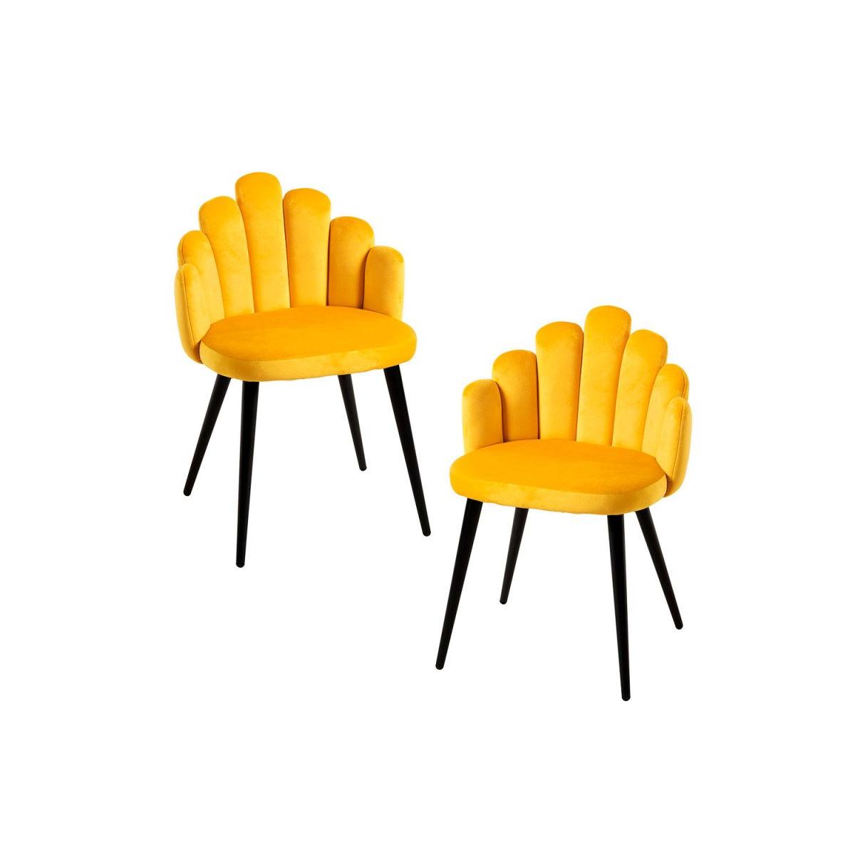Regalos Miguel - Packs Sillas Comedor - Pack 2 Sillas Hand Terciopelo Patas Negras - Amarillo