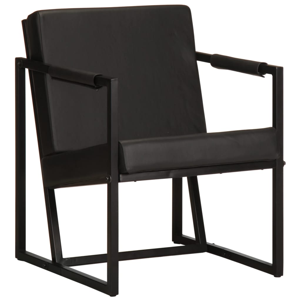 vidaXL Sillón de cuero auténtico negro