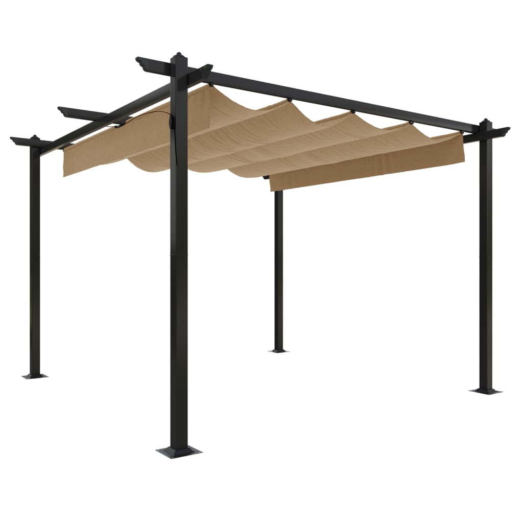 vidaXL Cenador de Jardín con Techo Retráctil Gris Taupe 3x3 m Carpa Pérgola