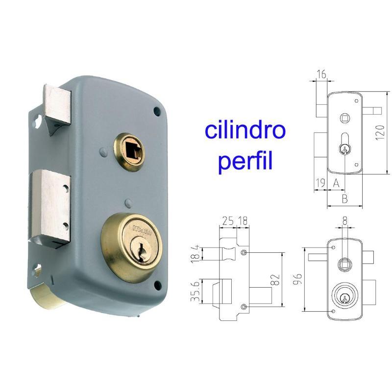 Mcm cerradura sobreponer 2556bp-  70-dcha pintada cilindro perfi