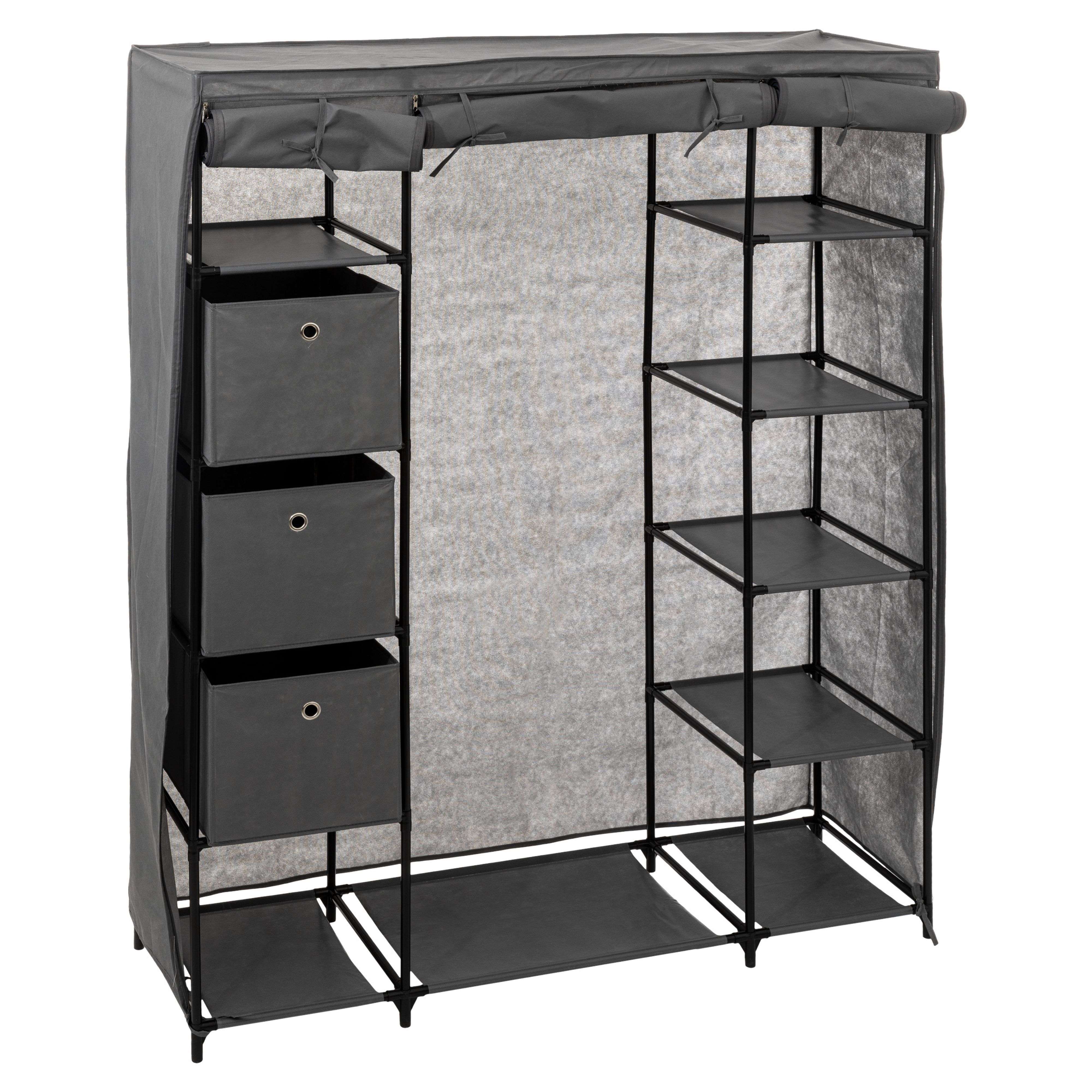 Miroytengo Armario Auxiliar De Tela Con 3 Cajas Color Gris 135x170 cm