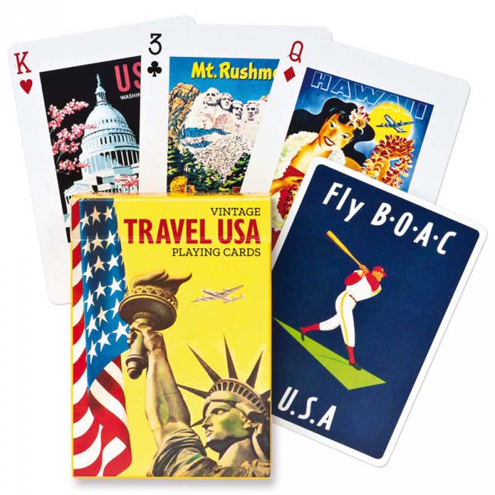 Piatnik Baraja de poker de 55 cartas Viaje a USA Estados Unidos Vintage Carteles Fotografías Poster Viajar Londres Reino Unido Juego mesa Jugar Adultos Colección Coleccionable Poquer
