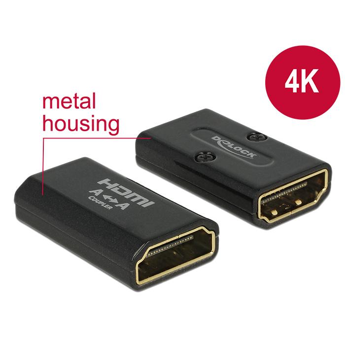 DeLOCK HDMI/HDMI Negro - Adaptador para cable (HDMI, HDMI, Female connector / Female connector, Negro)