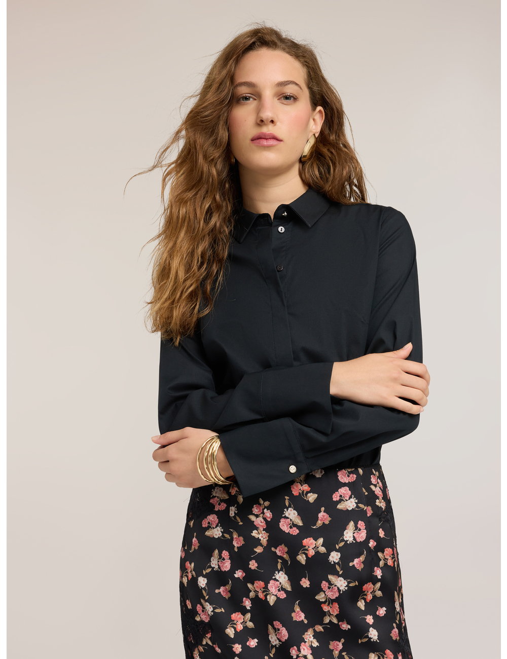 Motivi - Camisa de popelín con botones ocultos