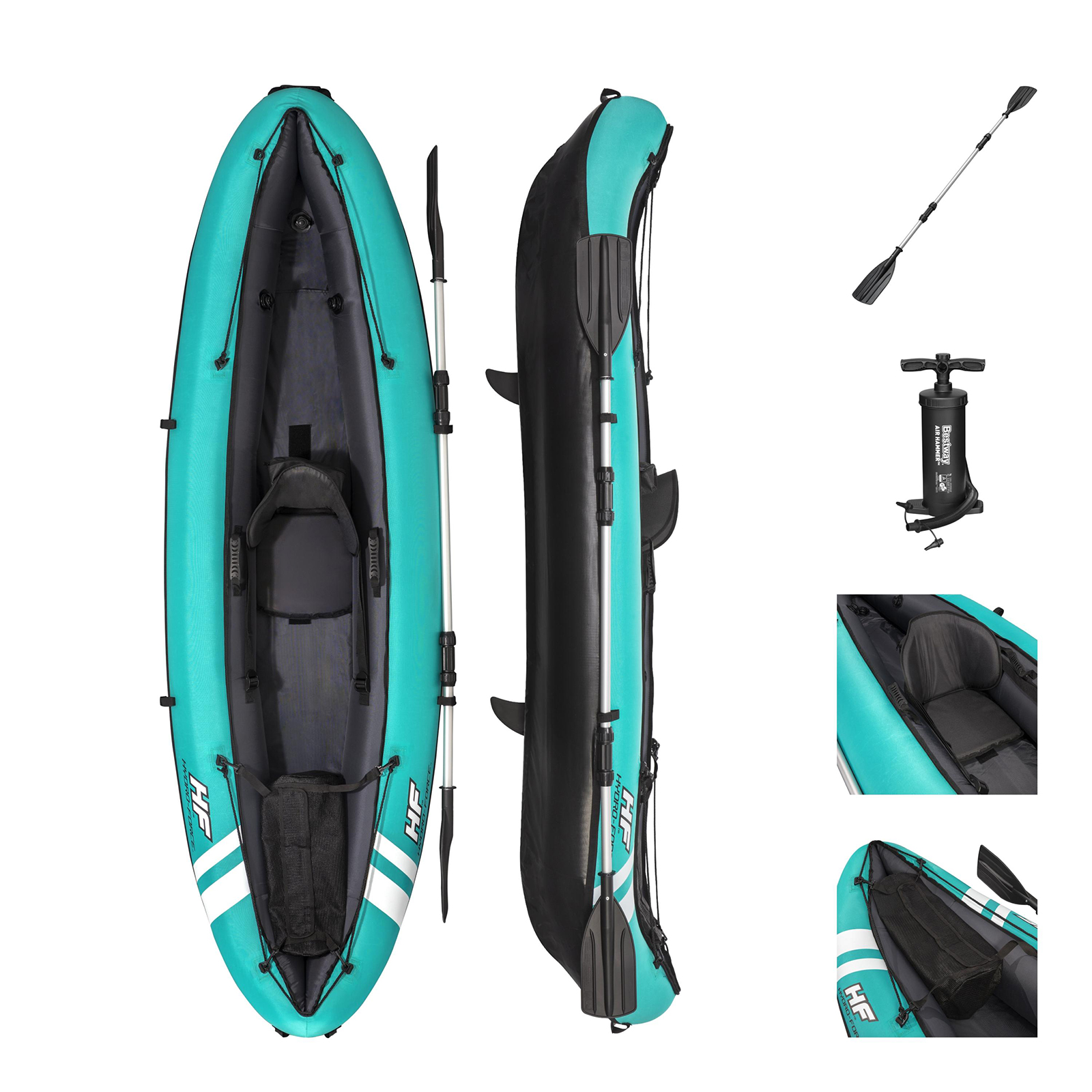 Bestway Kayak Hinchable Bestway Hydro-Force Ventura 280x86 cm 1 Persona con Inflador y Remo