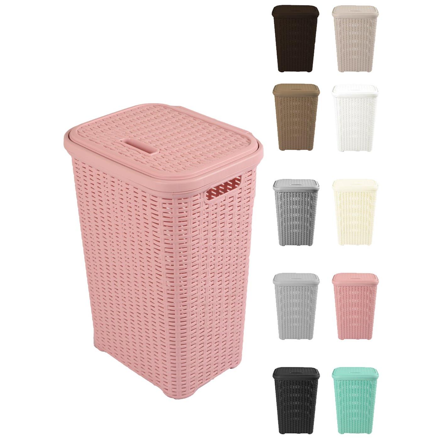JARDIN202 - Pongotodo Diseño Rattan para Colada 60L - Cesto Para la Ropa Sucia