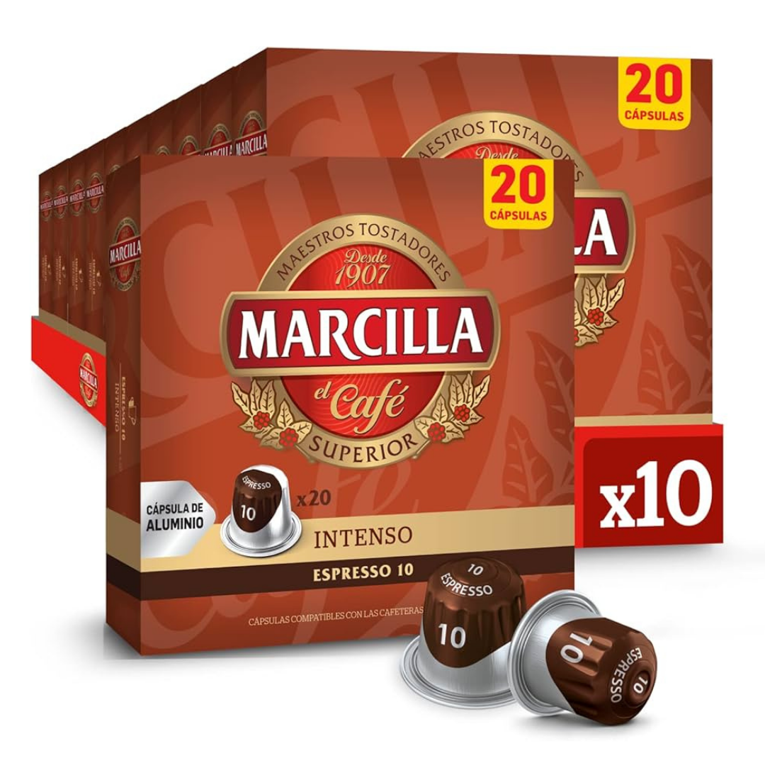 Café Marcilla Intenso Capsulas - Pack 10 - 200 Cápsulas - Qumir