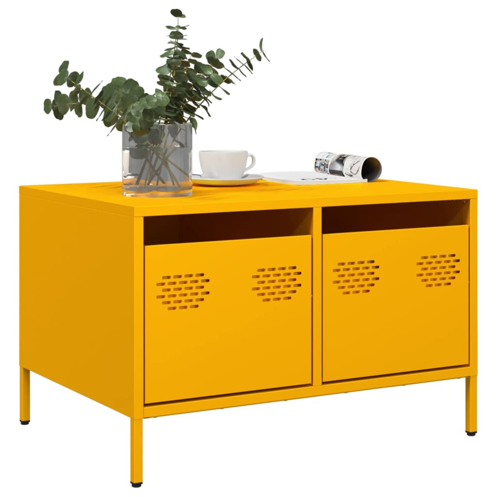 vidaXL Mueble para TV acero laminado en frío 68x50x43,5 cm en color Negro/Amarillo/Blanco y más | almacenamiento funcional diseño moderno para baño dormitorio sala