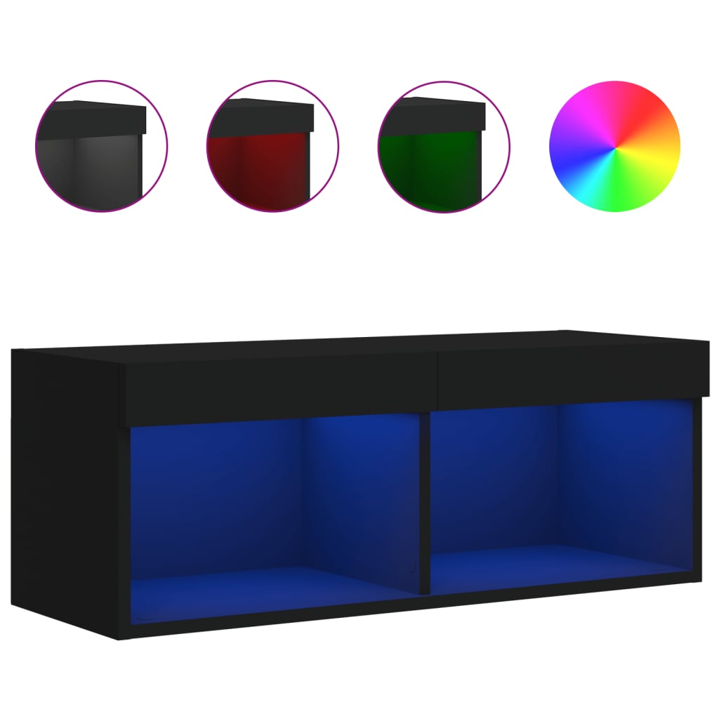 vidaXL Mueble para TV con luces LED 80x30x30 cm, Mueble de Salon, Mueble TV, Mueble TV salon, Mesa de TV, Mueble tele