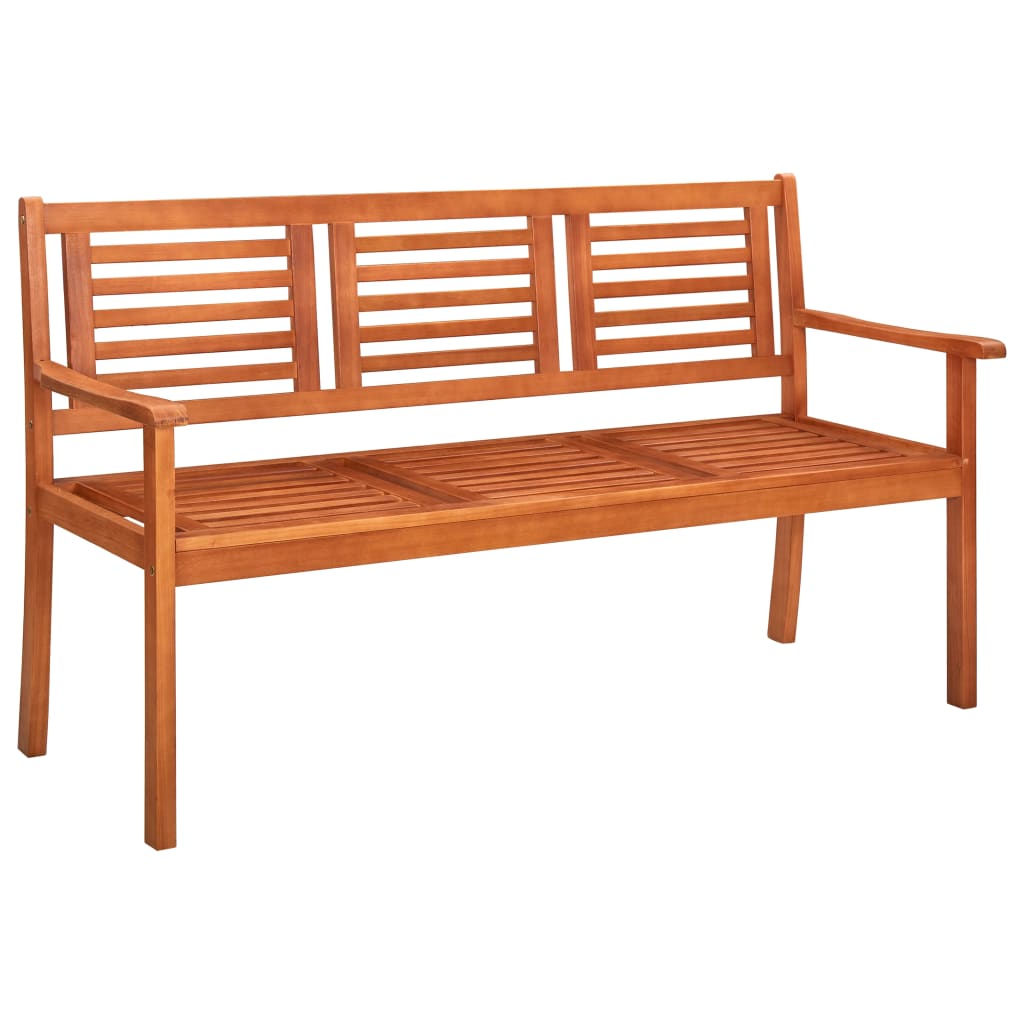 vidaXL Banco de jardín 3 plazas madera maciza de eucalipto 150 cm