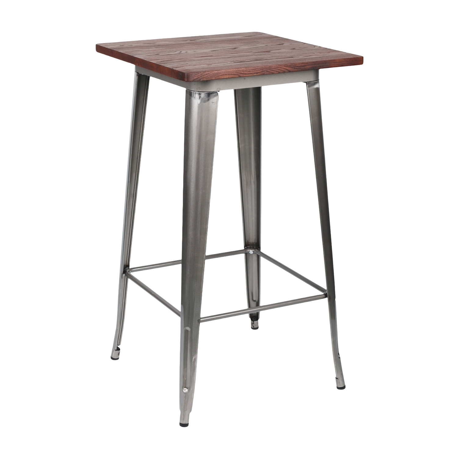 Mesa Alta Industrial Cuadrada de Madera y Acero 60x60x105cm 7house