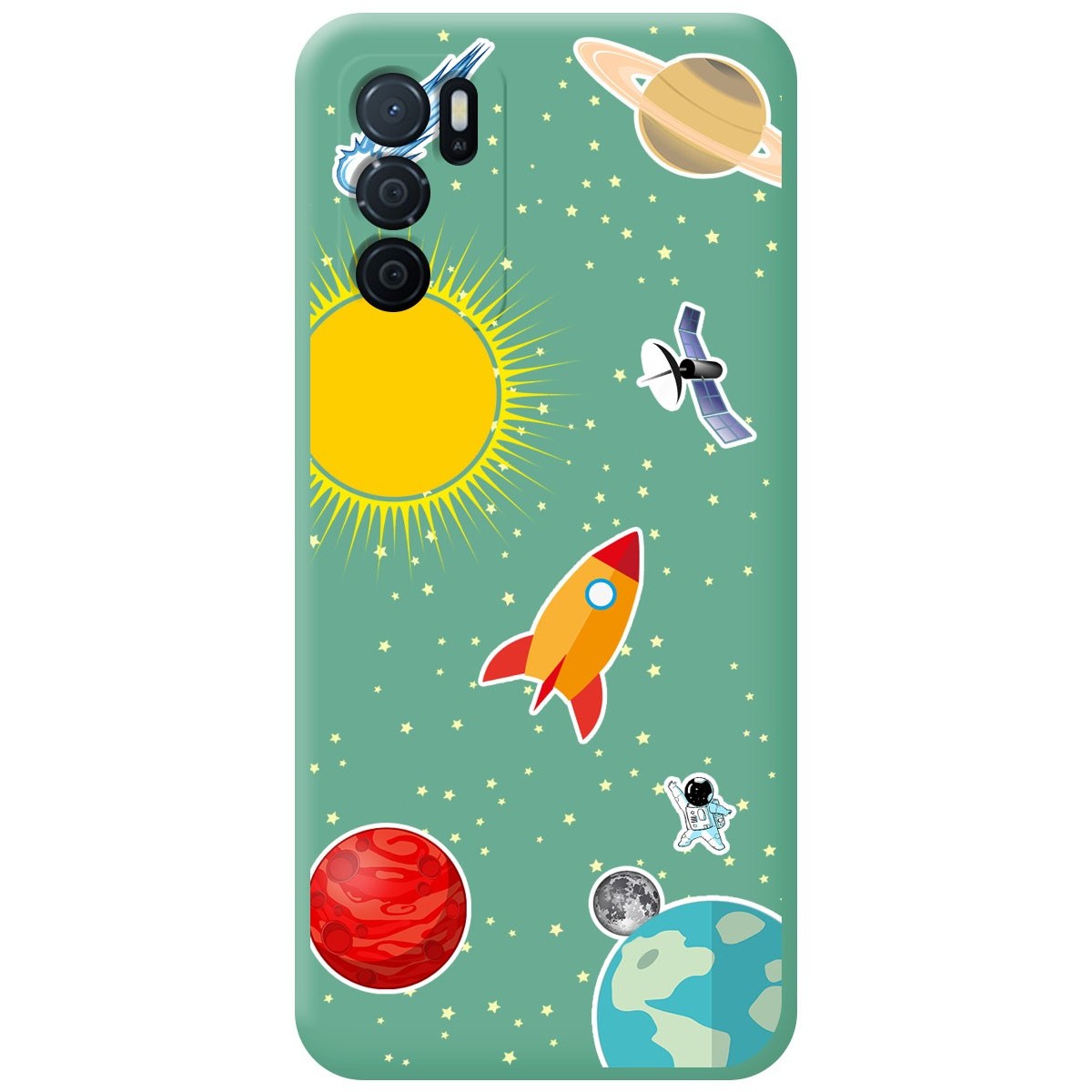 Funda Silicona Líquida Verde para Oppo A54s diseño Espacio Dibujos