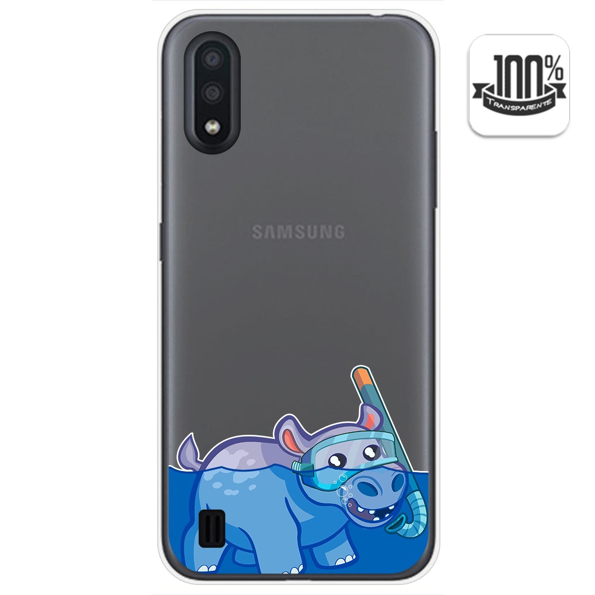 Tumundosmartphone Funda Gel Transparente para Samsung Galaxy A01 diseño Hipo Dibujos