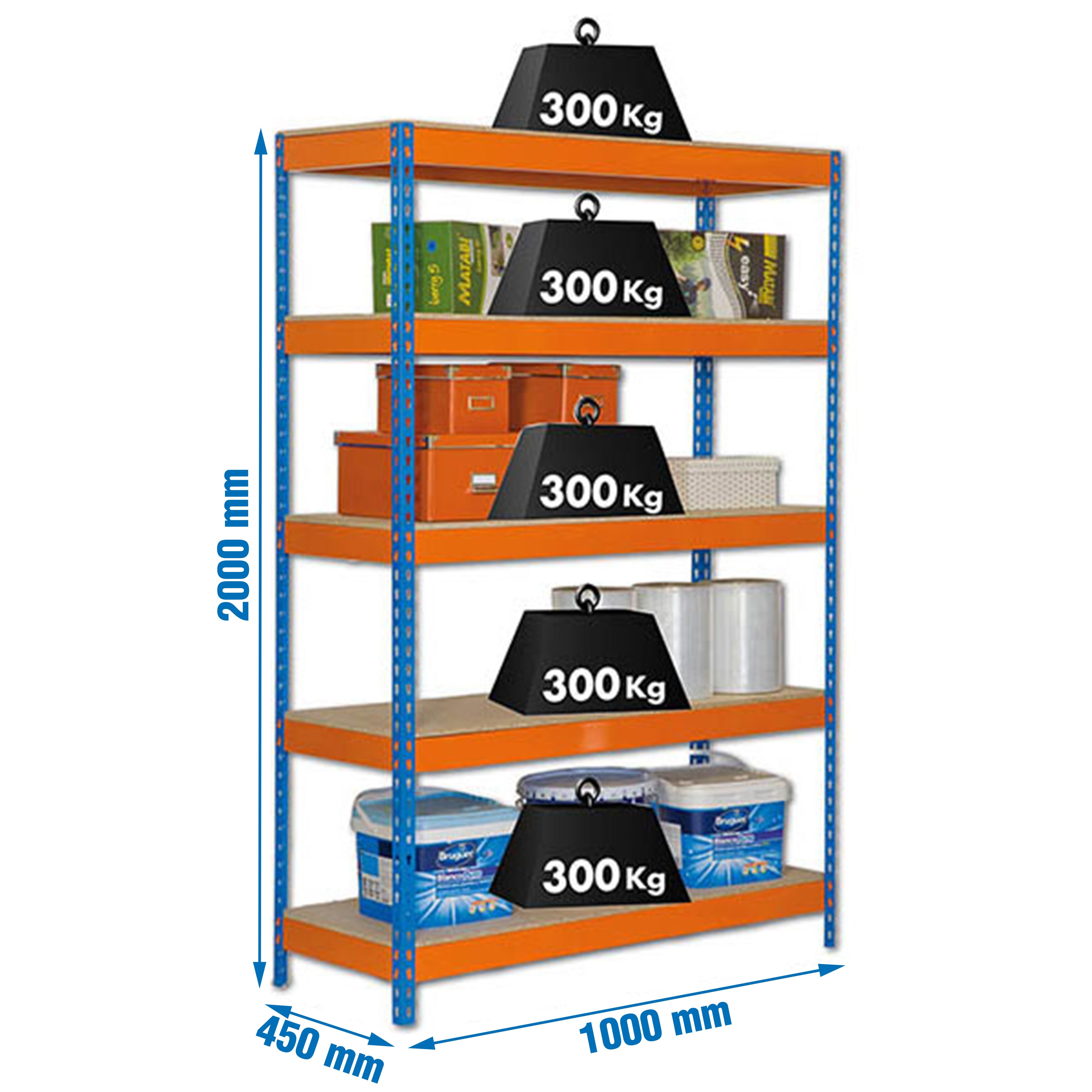Estantería SIMONRACK Bricoforte 1004-5 chipboard azul/naranja/mader
