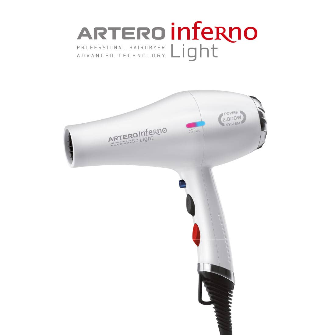 Secador de Pelo Artero Inferno Light 2000W - Reduce el Tiempo de Secado a la Mitad