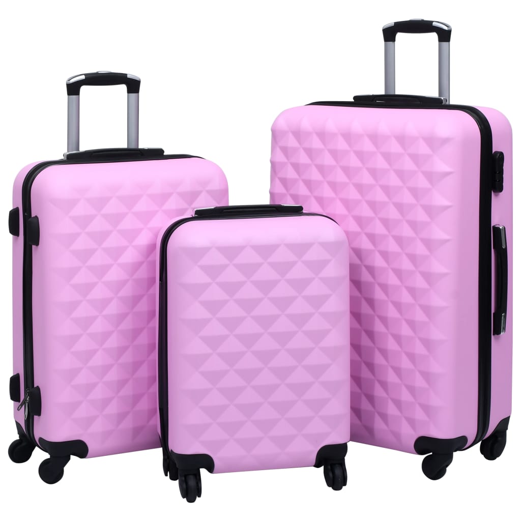 vidaXL Juego de Maletas Rígidas 3 Piezas ABS Rosa Trolley Equipaje de Viaje Color Rosa,  Dorado,  Marrón y mas