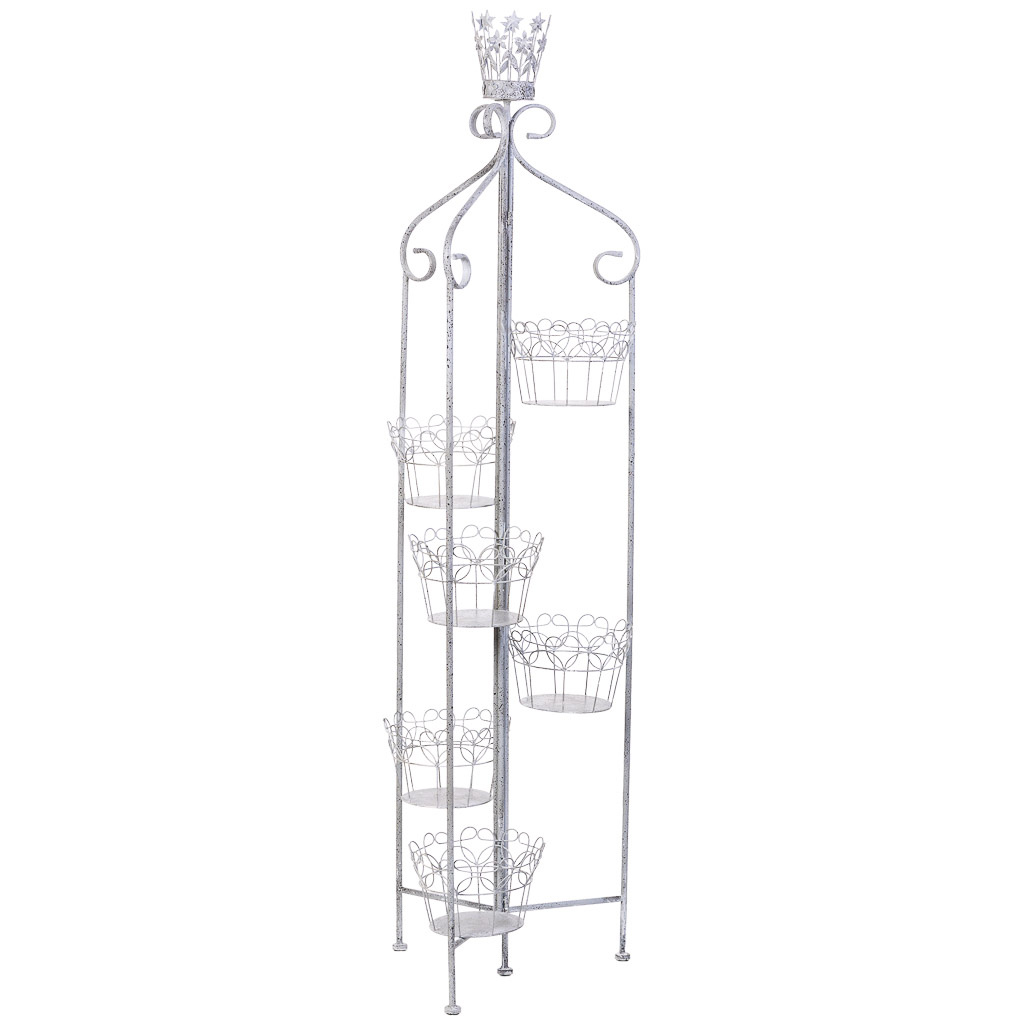 Wonderlust Deco - Soporte macetero de metal para 6 macetas 30.48x25.4x188.6h cm Gris 30.48x25.4x188.6h cm