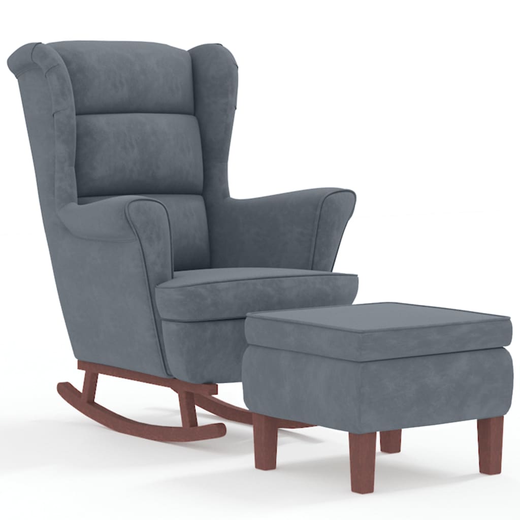 vidaXL Sillón Mecedora con Patas de Madera Silla de Descanso Tapizada Terciopelo