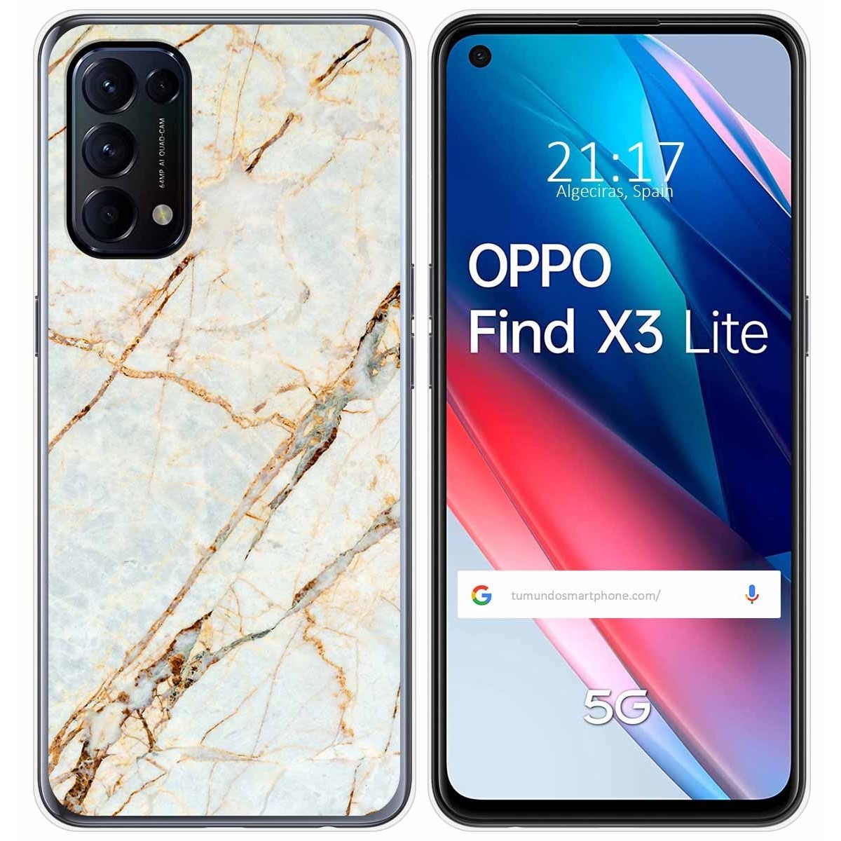 Tumundosmartphone Funda Gel Tpu para Oppo Find X3 Lite 5G diseño Mármol 13 Dibujos