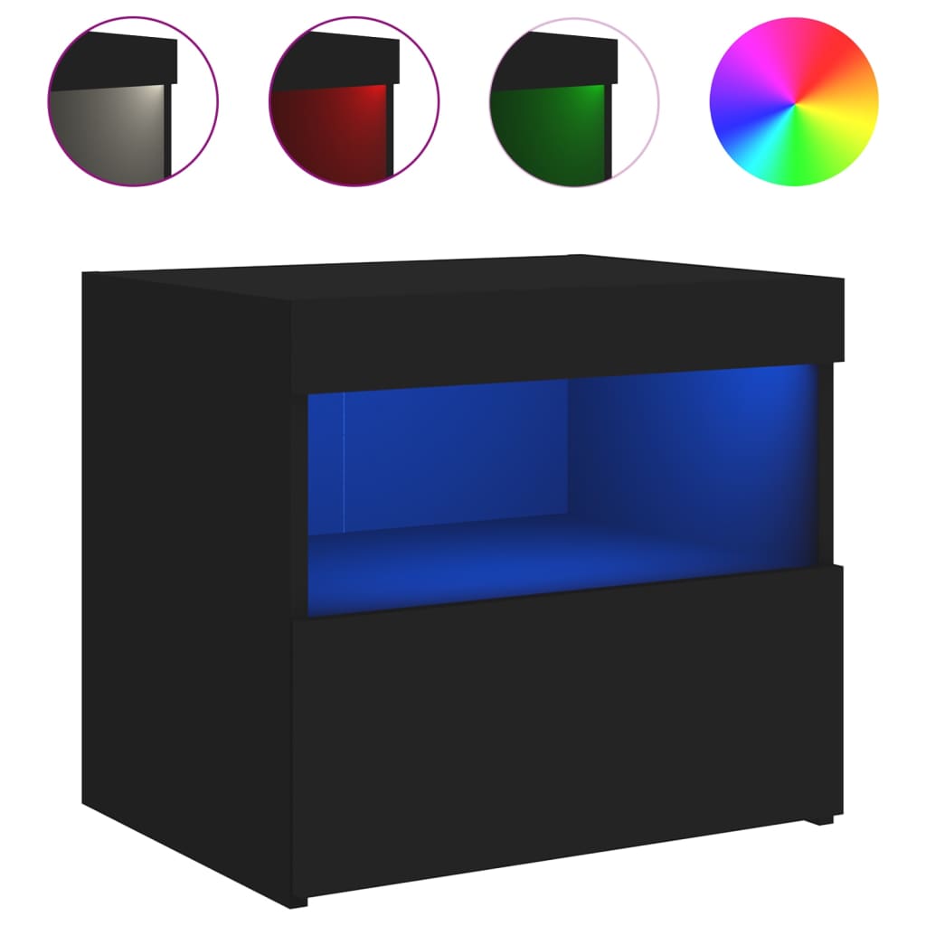 Vidaxl Mesita de Noche con Luces LED 50x40x45 Cm Blanco