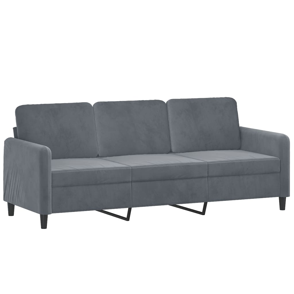 vidaXL Sofá de 3 plazas terciopelo gris oscuro 180 cm