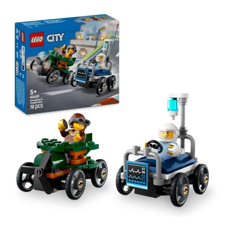LEGO CITY 60459 PACK DE COCHES DE CARRERAS AVION VS CAMA DE HOSPITAL