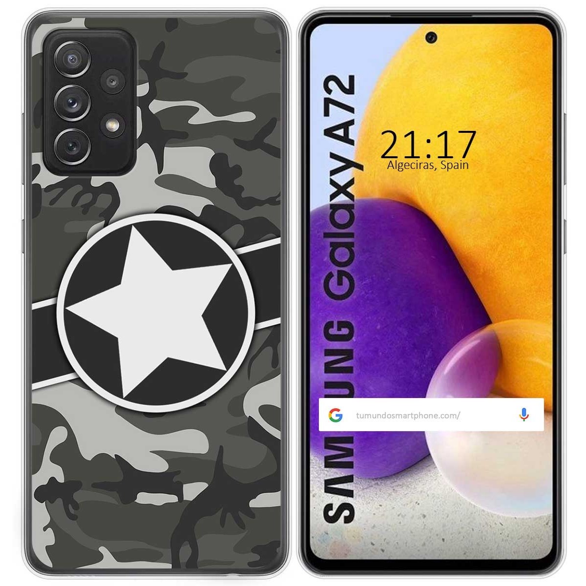 Tumundosmartphone Funda Gel Tpu para Samsung Galaxy A72 diseño Camuflaje 02 Dibujos