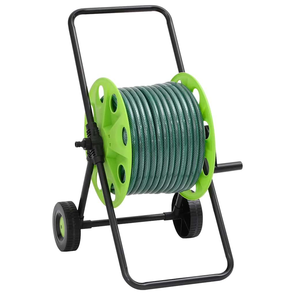 vidaXL Carrete de manguera con set de racores PVC verde 0,75" 20 m