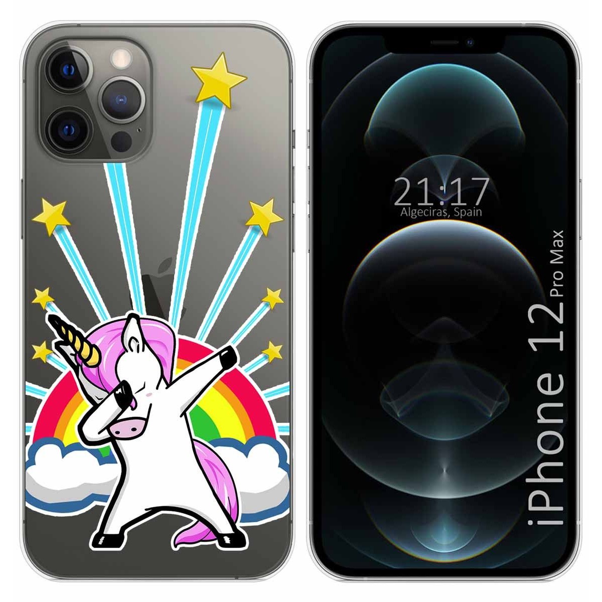 Tumundosmartphone Funda Gel Transparente para Iphone 12 Pro Max (6.7) diseño Unicornio Dibujos