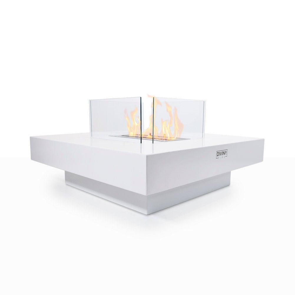 Chimenea de bioetanol para uso interior y exterior Panarea Blanco 70x70x35