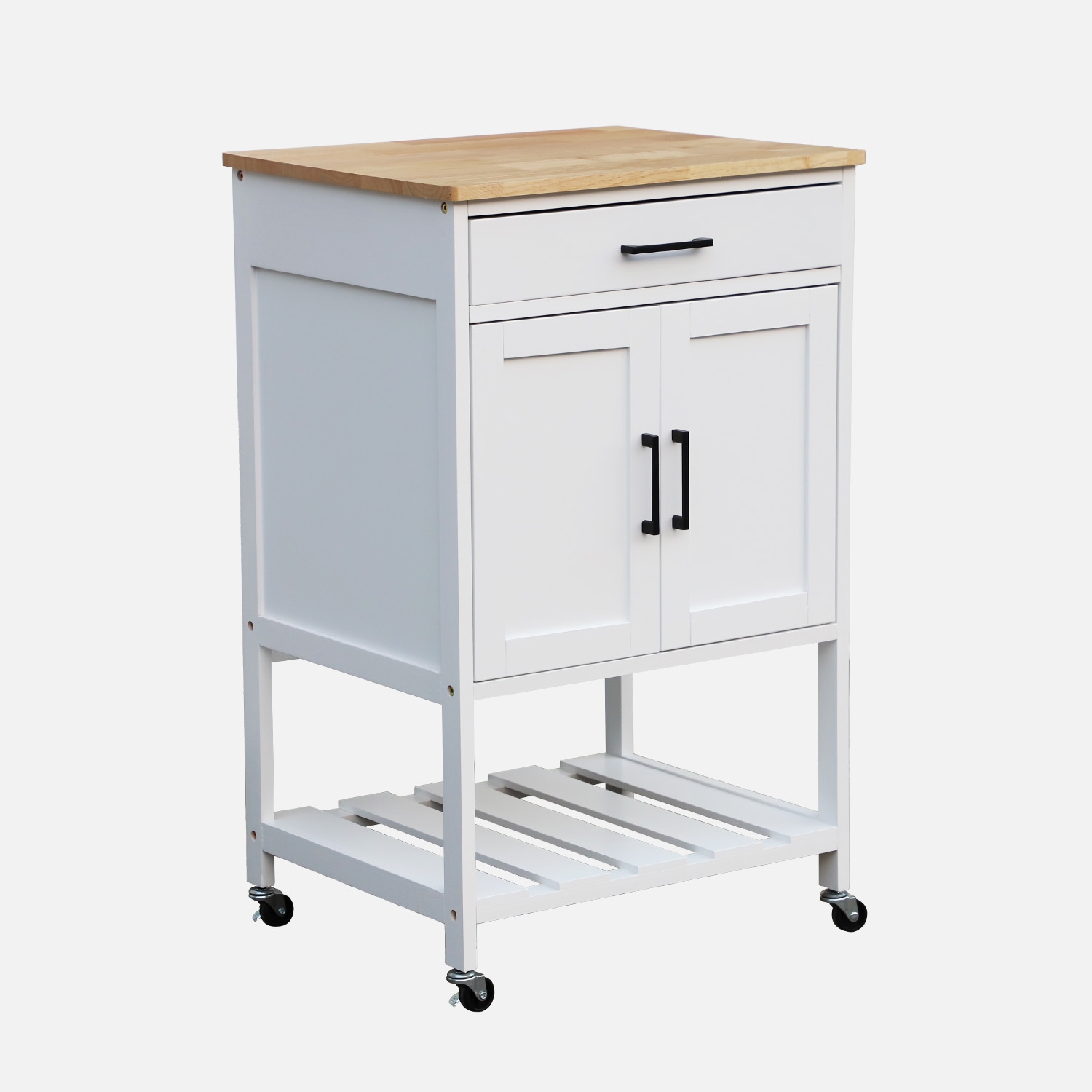 sweeek - Carro de cocina con encimera de madera de pino , Bendor , 56x46x90