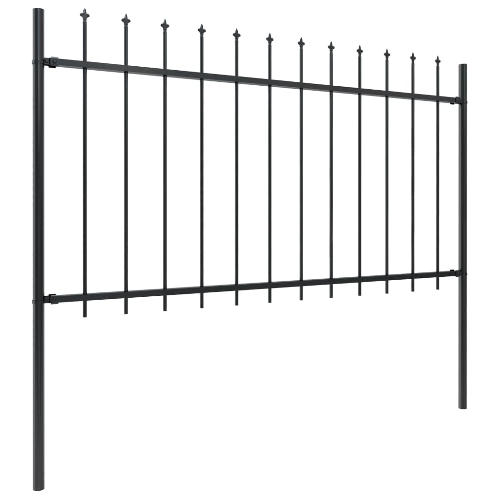 Vidaxl Valla de Jardín con Puntas de Lanza, Acero Negro, Altura 1 M, Longitud 1.7 M