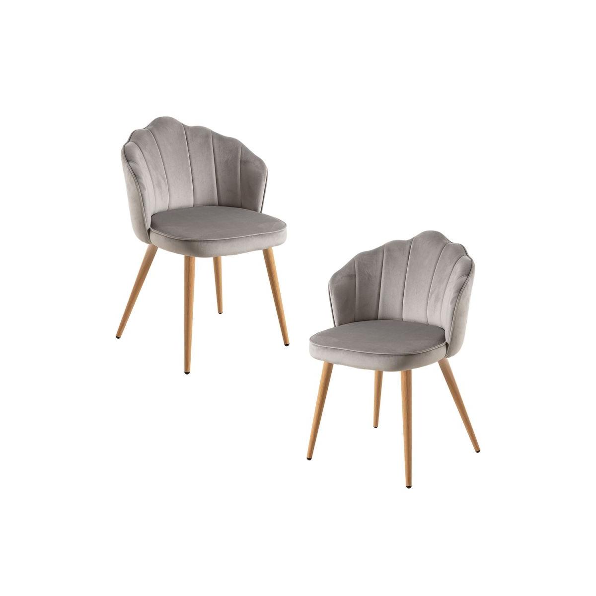 Regalos Miguel - Packs Sillas Comedor - Pack 2 Sillas Blume Terciopelo - Gris claro