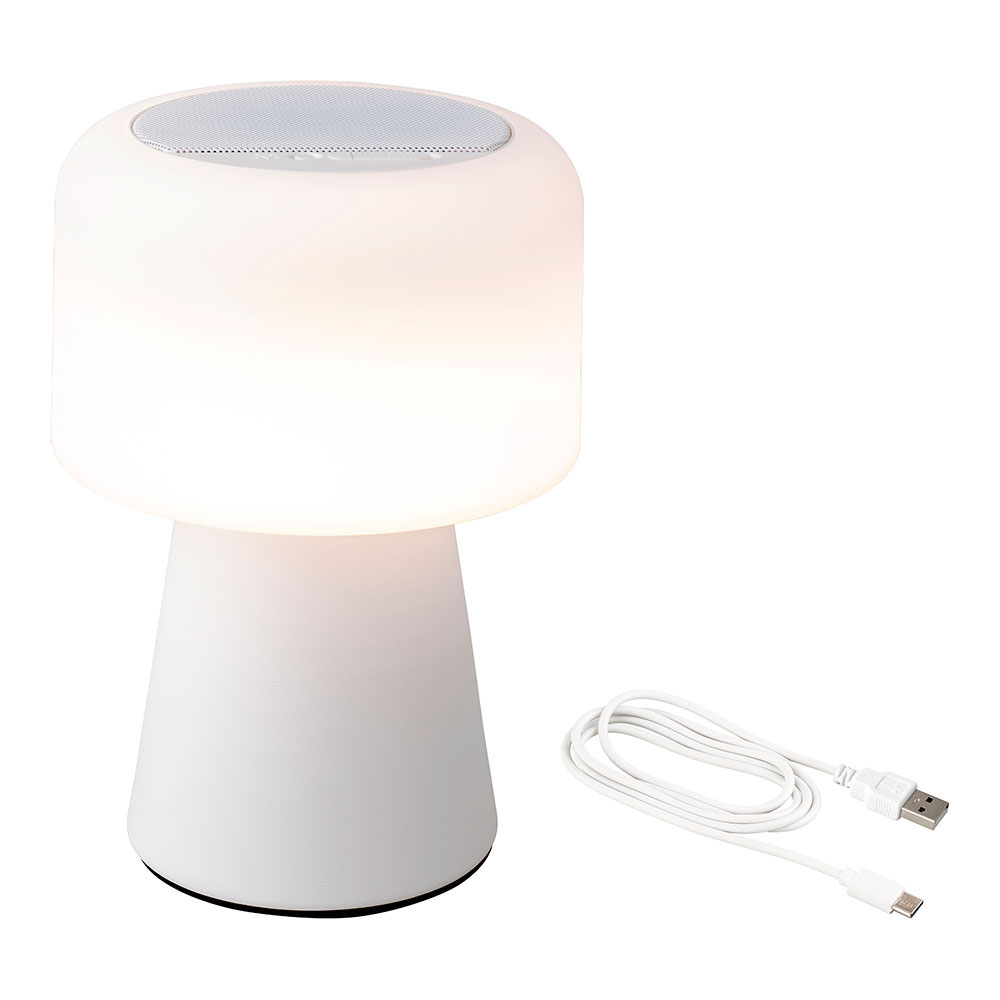 Lumineo Lámpara Led con Altavoz para Exterior E Interior - Blanco - 22,5cm - Bluetooth - Recargable - 894417