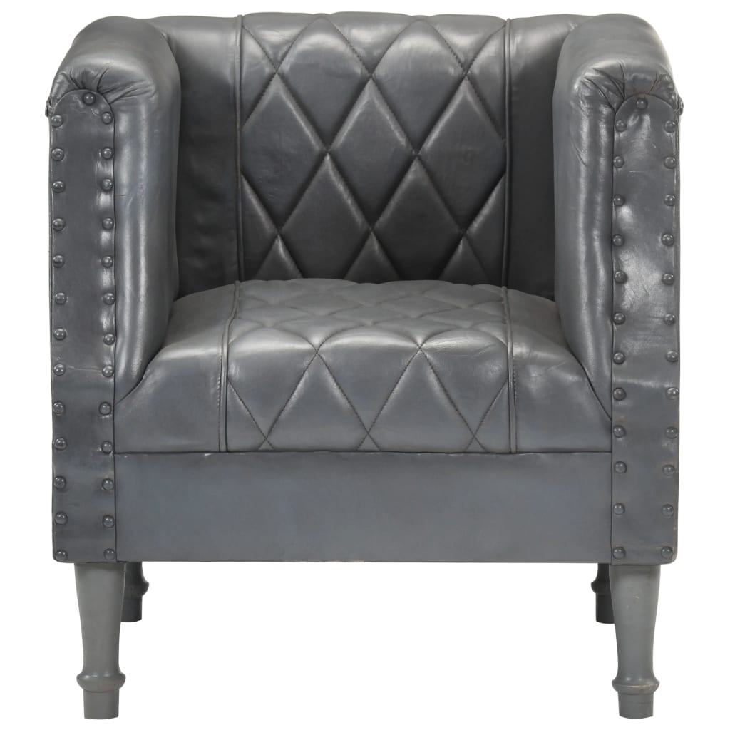 vidaXL Sillón de cuero de cabra auténtico Marrón, Negro, Gris Sillon Dormitorio Sillon Comodos Silla Relax Sillón Sofá
