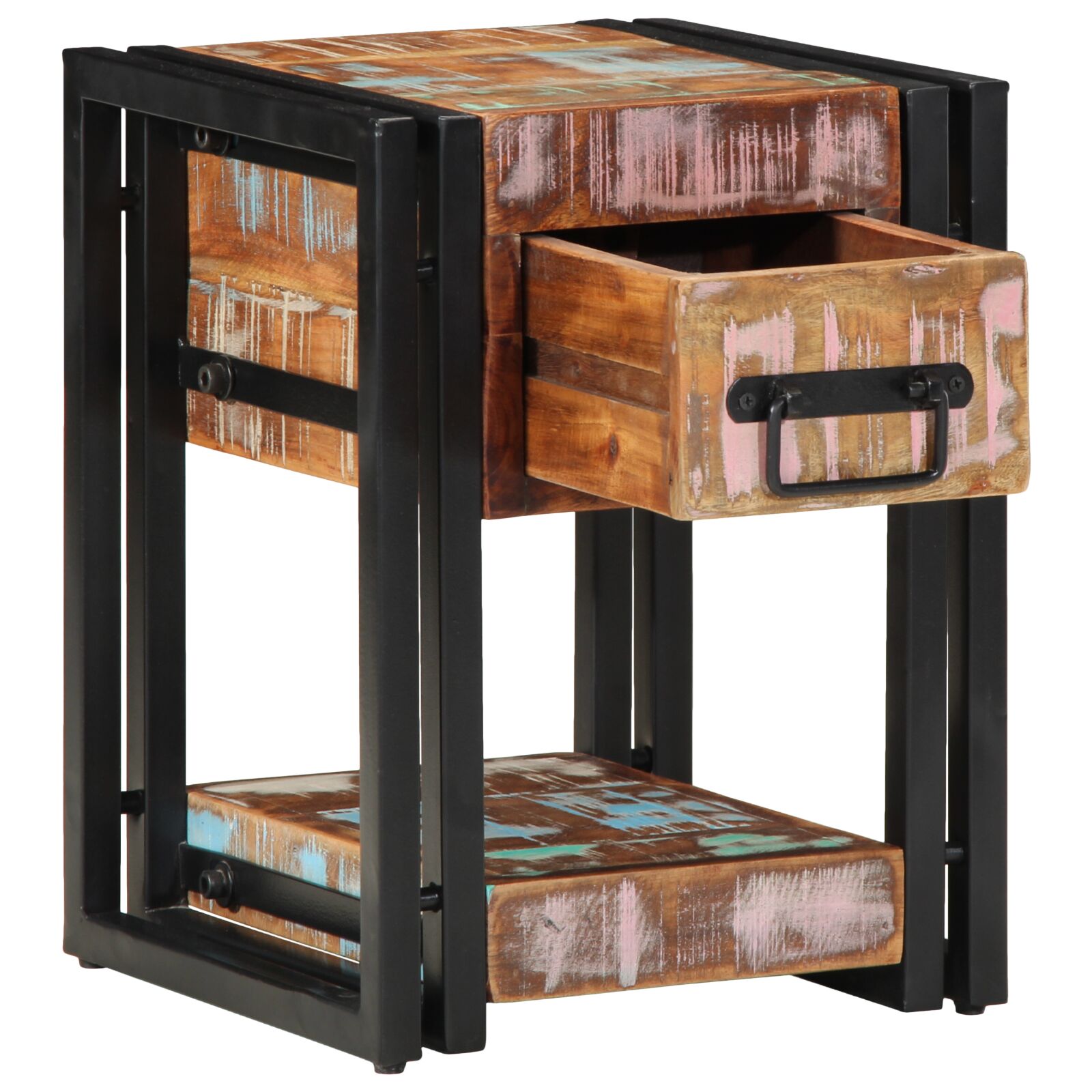 Mesitas de Noche vidaXL 2 pcs 40x40x40 cm de Madera Maciza Recuperada