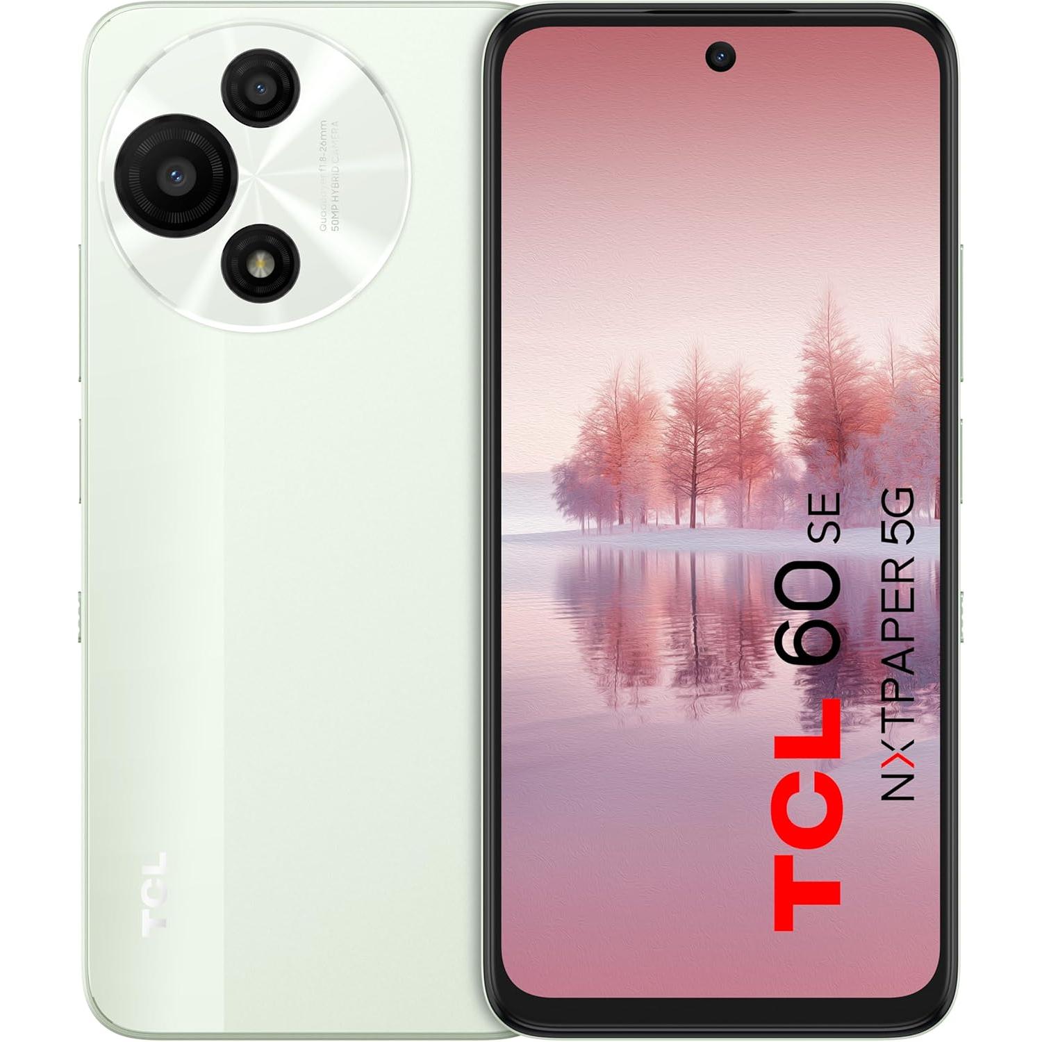 TCL 60 SE NXTPAPER 5G Smartphone con Pantalla NXTPAPER de 6.7" HD+ 120Hz 18GB RAM (8GB + 10GB Expansión) 256GB Almacenamiento Cámara Dual 50MP Batería 5200mAh Verde