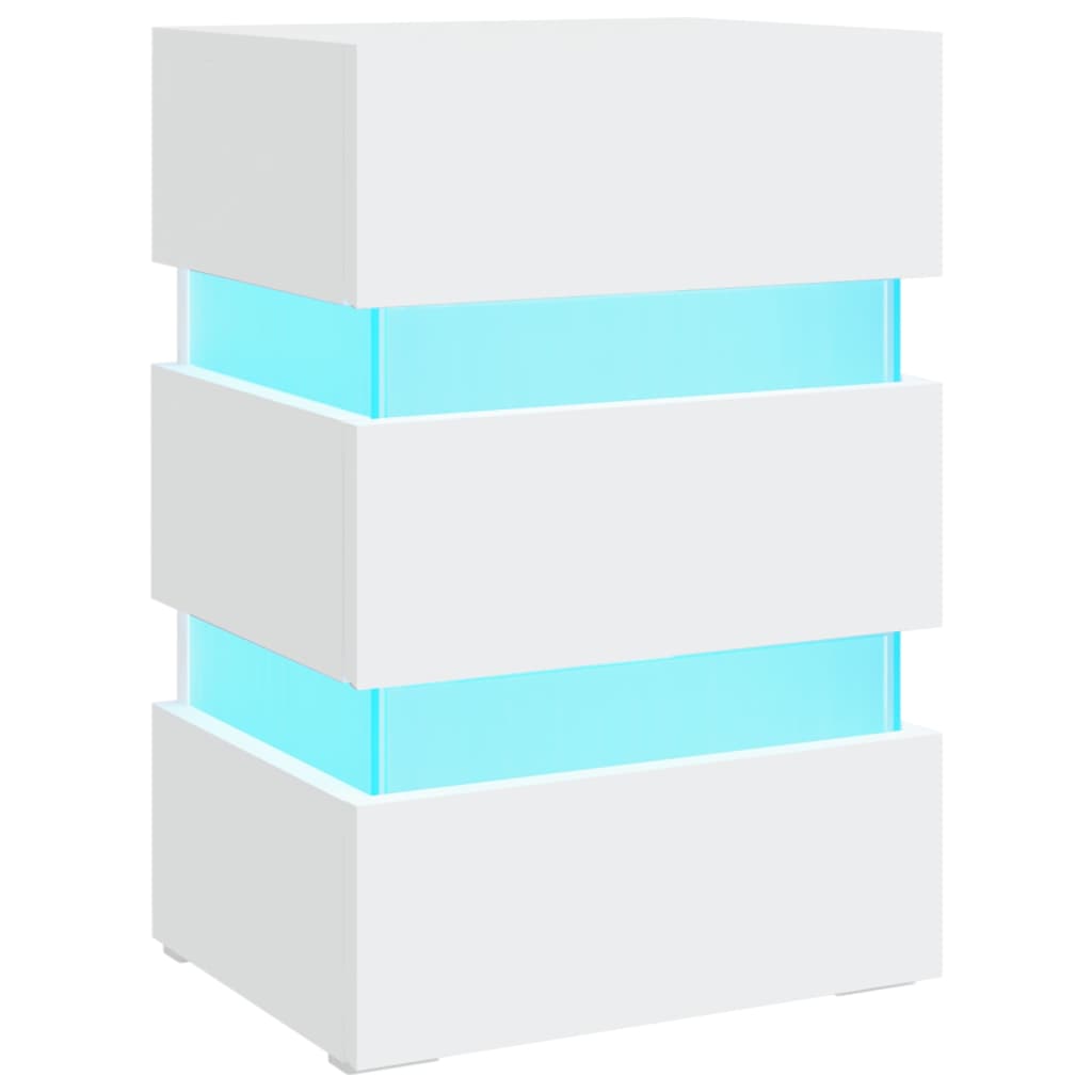 Vidaxl - Mesita de Noche LED Madera Ingeniería 45x35x67 Cm Blanco